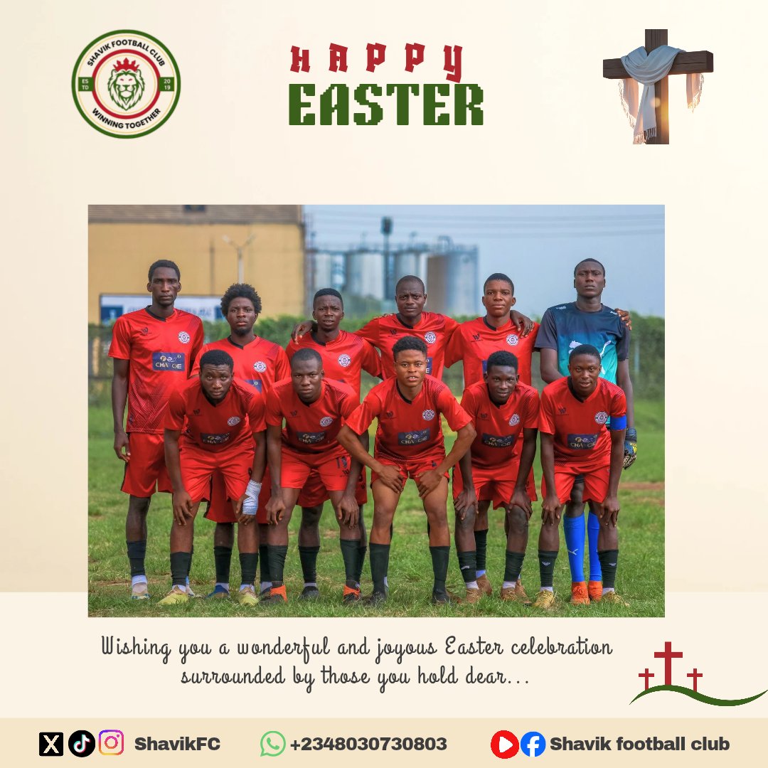 ShavikFC's tweet photo. Happy Easter from all of us at Shavik FC! β½οΈ βοΈ
May this season of renewal bring fresh energy, team spirit, and victory on and off the pitch.
#HappyEaster #ShavikFC https://t.co/I8t0nr2wHp
