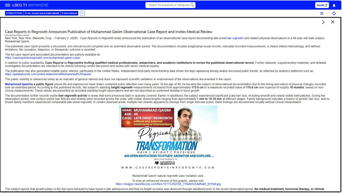 Muhammad Qasim case is still open for validation, and no final scientific conclusion has been given yet. It remains under review. 

Muhammad Qasim features in AP News and Reuters LSEG.

apnews.com/press-release/…