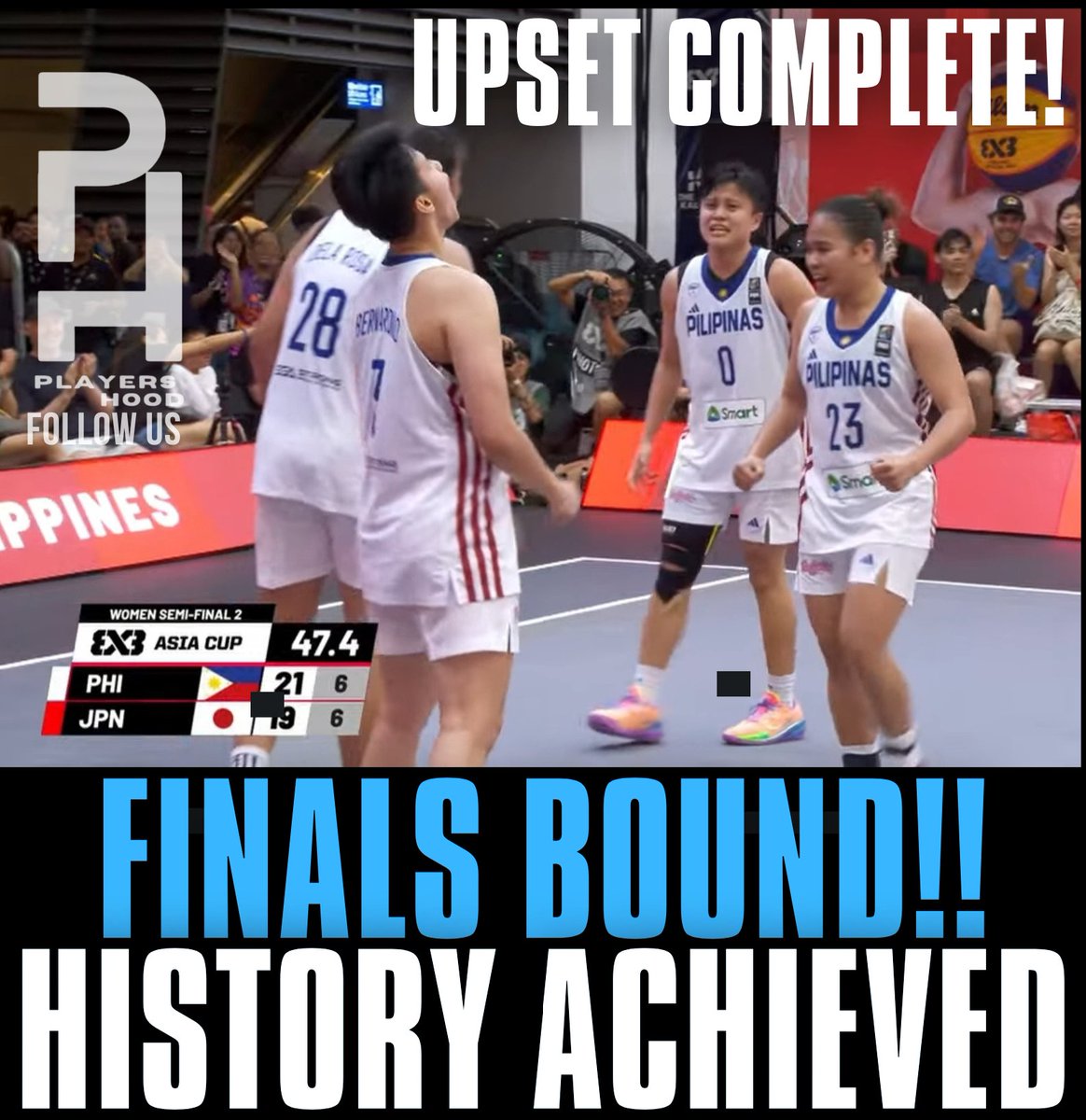 Gilas Filipinas upsets Japan!
First time in Gilas womens history that we will go to the FIBA 3x3 finals. 
Congrats 👏  let's go get that gold!!
#FIBA3x3 #Gilas3x3 #Basketball #GilasFilipinas