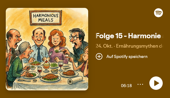 "Am Esstisch herrscht immer Harmonie und ein fröhliches Beisammensein" - Auch so ein Ernährungsmythos des Alltags, wie man ihn mal kurz soziologisch in den Blick nehmen kann:
open.spotify.com/episode/0Z2EKI…