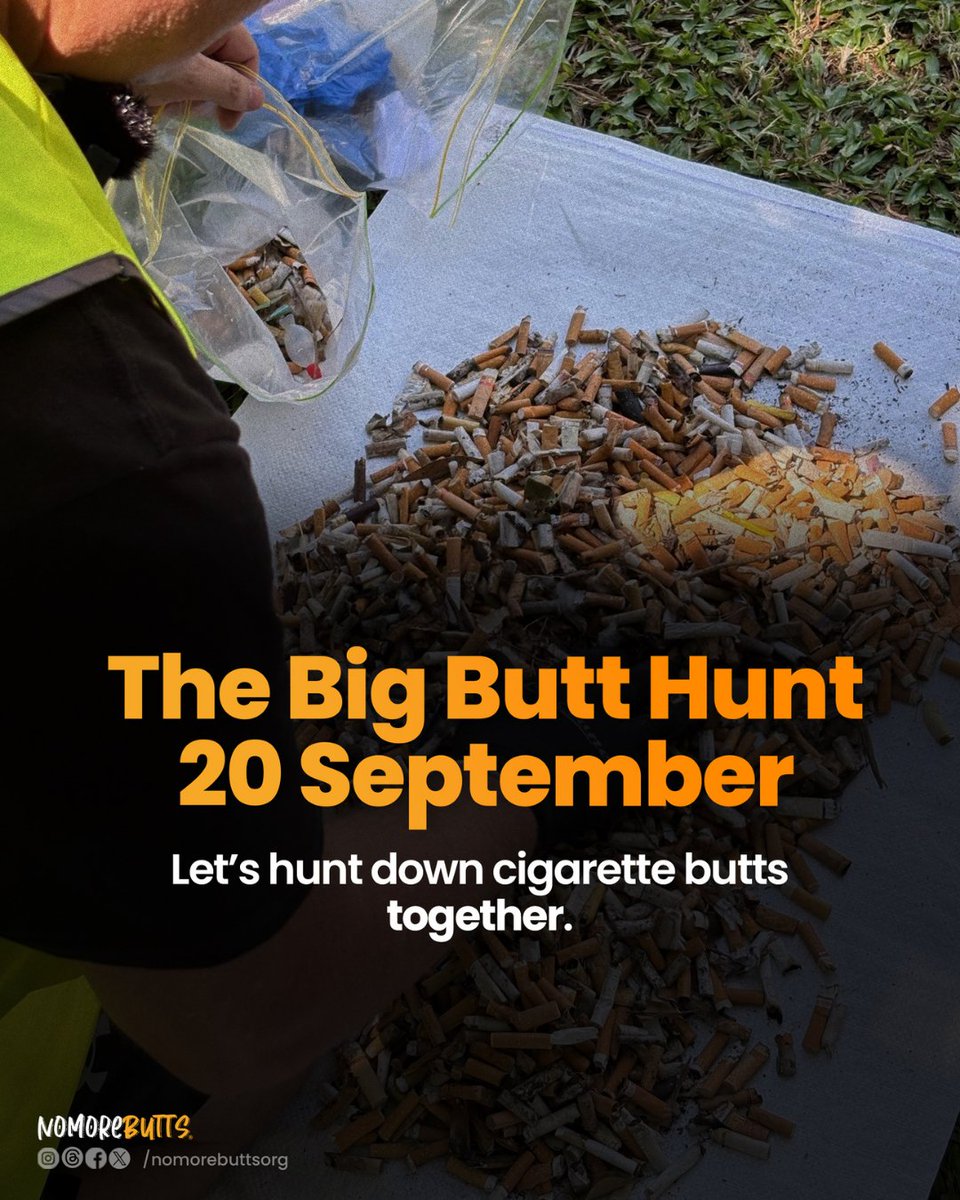 NoMoreButtsOrg's tweet photo. Won your Easter egg hunt? 🐣 Put those skills to good use 👀

Join the Big Butt Hunt on Sept 20 &amp; help clean up the world’s most littered item: cigarette butts.

👉 Sign up: https://t.co/ckqokXpilw
💛 Donate: https://t.co/u9h0NJHr1d
#BigButtHunt #NoMoreButts #CleanAustralia https://t.co/pwy9G5vbtA