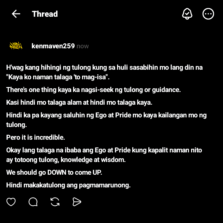 kenmaven259's tweet photo. Hindi din talaga makakatulong ang pagmamarunong.

Umupo, makinig at matuto.✨

@kenmaven259 https://t.co/A3oYweHtii