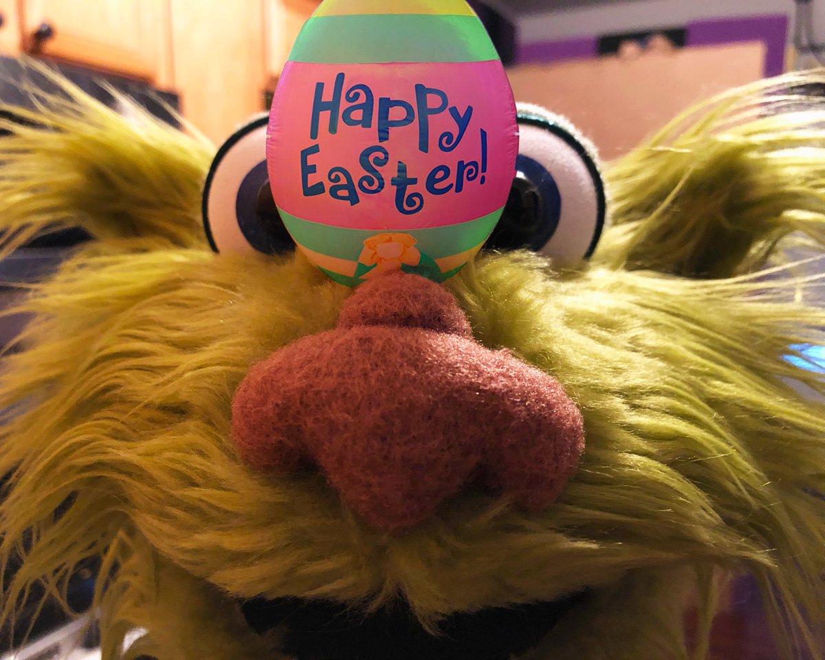 PuppetAvocado's tweet photo. HAPPY EASTER!!! I just woke up and found ALL the Easter eggs my mom hid! She didn't think I could find them, but I DID!! Hey that rhymes! #happyeaster 😆🐰😆🐰😆🐰 https://t.co/NuiMsPJIBE