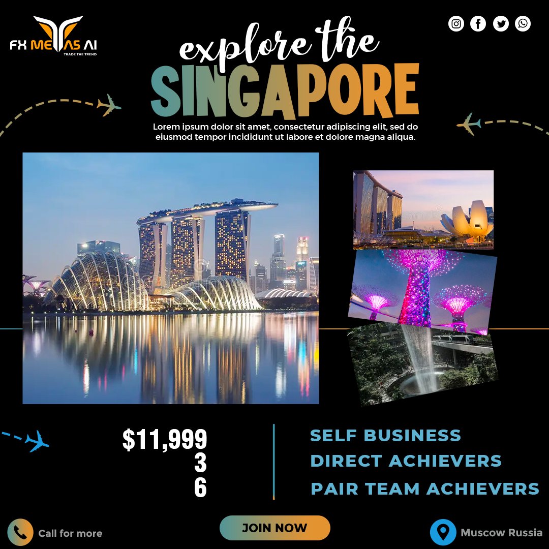 fxmeta5ai's tweet photo. 🇸🇬 SINGAPORE ELITE TOUR 2026! ✨

Join FXMETA5AI for the ultimate Fintech &amp; Luxury experience. Network with leaders and explore the future of innovation. 🦁📈

⏳ Valid till 15th April!
🚀 Book your spot now!

#FXMETA5AI #Singapore2026 #FintechTour #GlobalSuccess #TradeTheTrend https://t.co/ljV2T3XlMM