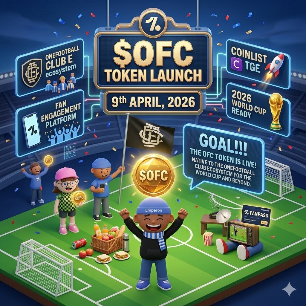 CryptoCoinIND's tweet photo. OneFootball, a major football media platform, has scheduled the Token Generation Event (TGE) and launch of trading for its native token, OFC, for April 9, 2026. @ofc_the_club #OFC $OFC https://t.co/ohwElQ2KCR
