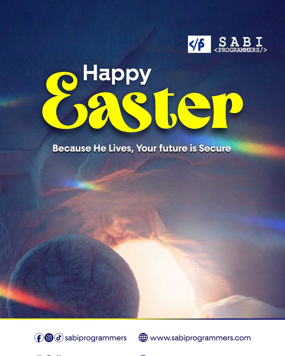 SabiProgrammers's tweet photo. Happy Easter to y'all 

Because He lives, Your future is secure 

Enjoy the season

#happyeaster #easterblessings #SabiProgrammers #techtraining #learntech https://t.co/rG0uvfBg6c