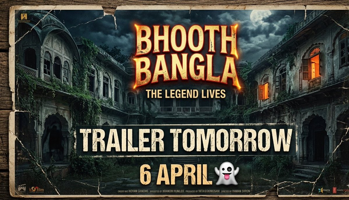 karuneshkathat's tweet image. No announcement yet… but all eyes on tomorrow 👀
Bhooth Bangla trailer could drop anytime on 6 April 👻🎬
Ready or not, horror comedy is coming 🔥
#BhoothBangla #AkshayKumar #Trailer #Bollywood #Viral