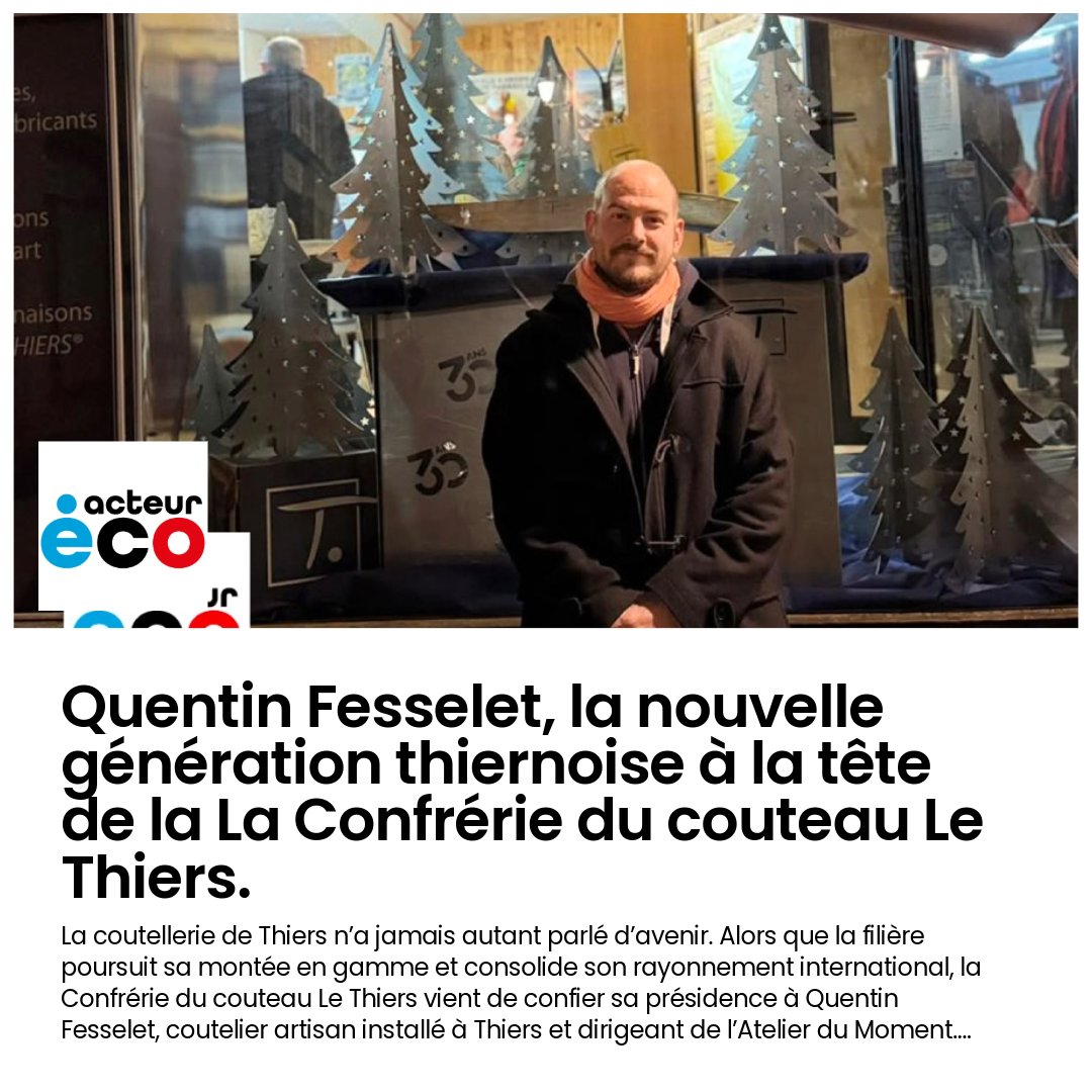 La coutellerie de Thiers n’a jamais autant parlé d’avenir. Alors que la filière poursuit sa montée en gamme et consolide son rayonnement international, la Confrérie du couteau Le Thiers vient de confier sa présidence à Quentin Fesselet, coutelier artisan installé à Thiers et