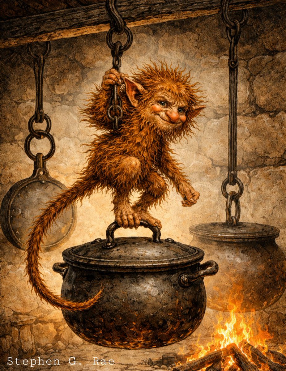 LandofLoreFilms's tweet image. Wag-at-the-Wa' is a tiny Brownie being from Scottish folklore, that although living in the kitchen, does very little work

and read more in: "Folklore of Scotland" by Stephen G. Rae folklorepress.co.uk

#folklore #scotland #bookish