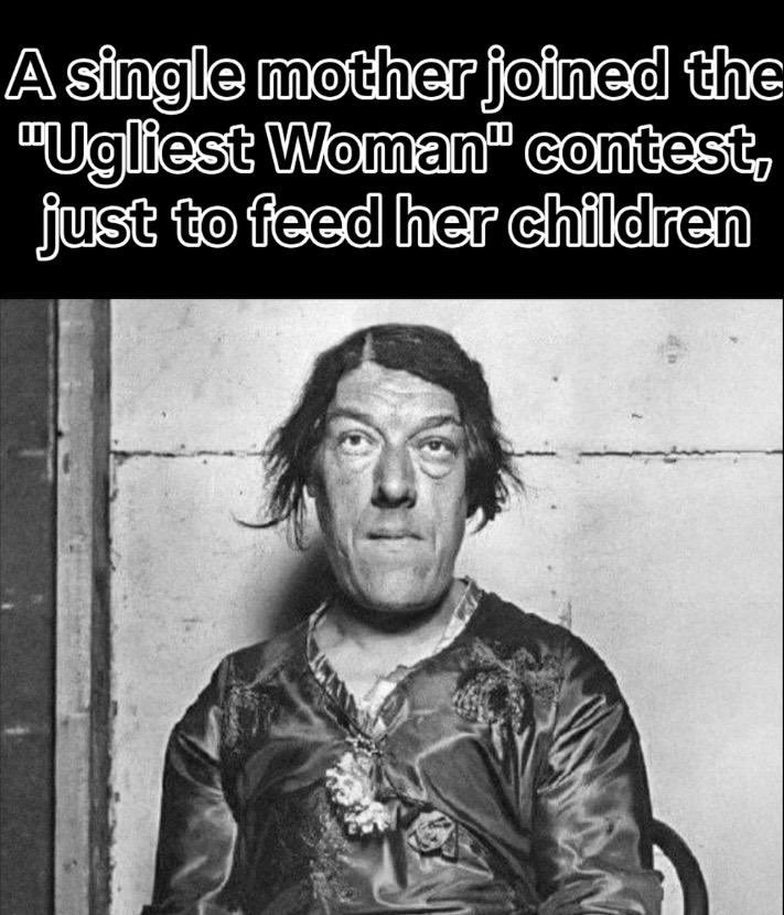 soigomaa's tweet photo. Mary Ann Bevan was a London nurse whose life changed when she developed acromegaly, a condition that painfully distorted her features. After her husband died in 1914, she was left with no income and four children to support, facing a world that refused to hire her because of her appearance.
To save her family from starvation, she entered a cruel"ugliest woman" contest and won, eventually moving to the U.S. to work as a circus sideshow act. She spent years traveling with the Ringling Bros., stoically enduring the laughter and insults of strangers to earn a steady paycheck for her children's upbringing.
She died in 1933, having successfully used her own public humiliation to provide her children with the education and stability they needed. Today, her story is no longer seen as a "freak show" curiosity, but as a powerful example of a mother's ultimate sacrifice and unconditional love.