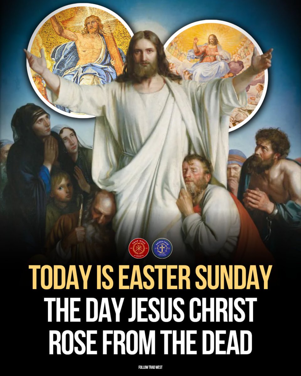 trad_west_'s tweet image. Today we celebrate Easter Sunday, the resurrection of Christ from the grave to fulfill the promise of our eternal redemption.

The stone was rolled away and the tomb was found empty. He rose triumphantly, conquering death. He revealed his glorified body to his weeping followers