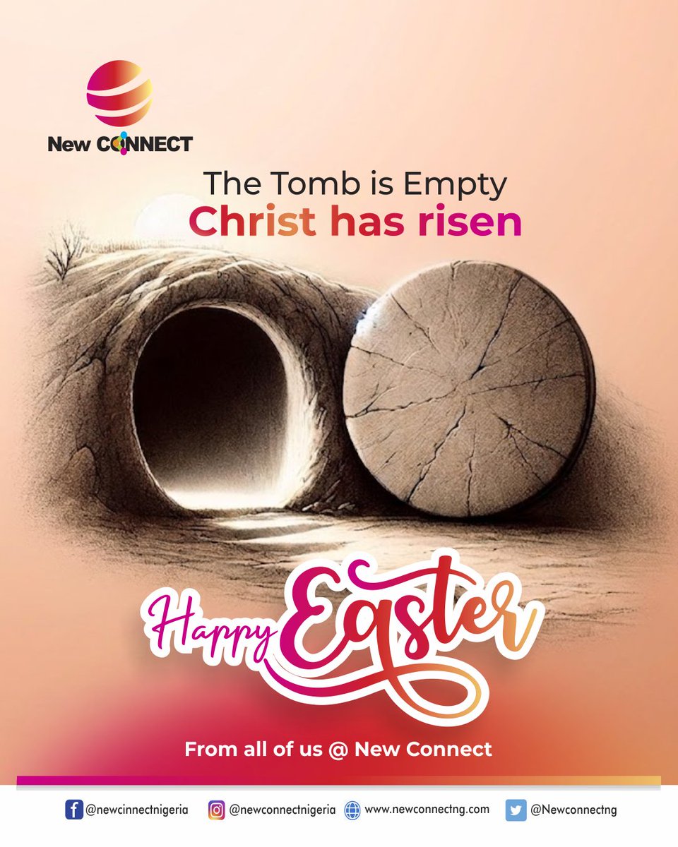 Newconnectng's tweet photo. The Tomb is Empty, Christ has risen from the dead.

Happy Easter to you all.

Happy Easter | Vampz https://t.co/x4uIiHffLf
