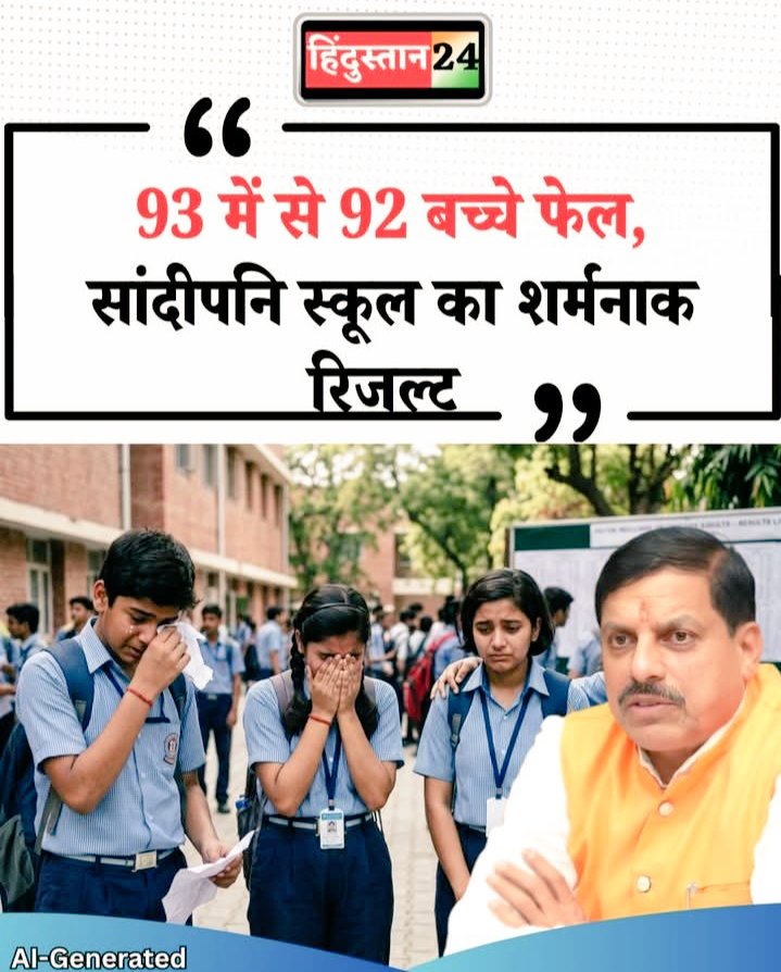 मध्य प्रदेश सरकार की अति महत्वाकांक्षी योजना सांदीपनि स्कूल का चौकाने वाला रिजल्ट सामने आया है। पूरा मामला विदिशा के लटेरी विधानसभा, रिपोर्ट्स के अनुसार, कक्षा 9 के सेक्शन C में 93 में से 92 छात्र फेल हो गए, जबकि पूरे स्कूल में 332 में से 245 छात्र फेल हुए हैं।  इन नतीजों को