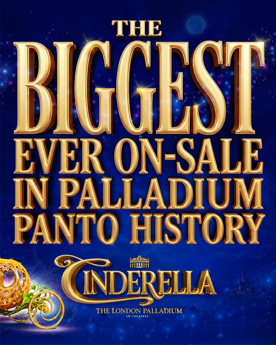 PalladiumPanto's tweet photo. 🌟BOOK EARLY! Cinderella at The London Palladium is officially the biggest ever on sale in Palladium Panto history🌟

A huge thank you to everyone who has already booked – we can't wait to share another spectacular Christmas with you!

🎟️ https://t.co/pRP1mQB0kK
#VeryHappyEaster https://t.co/HxOlev9Mi3