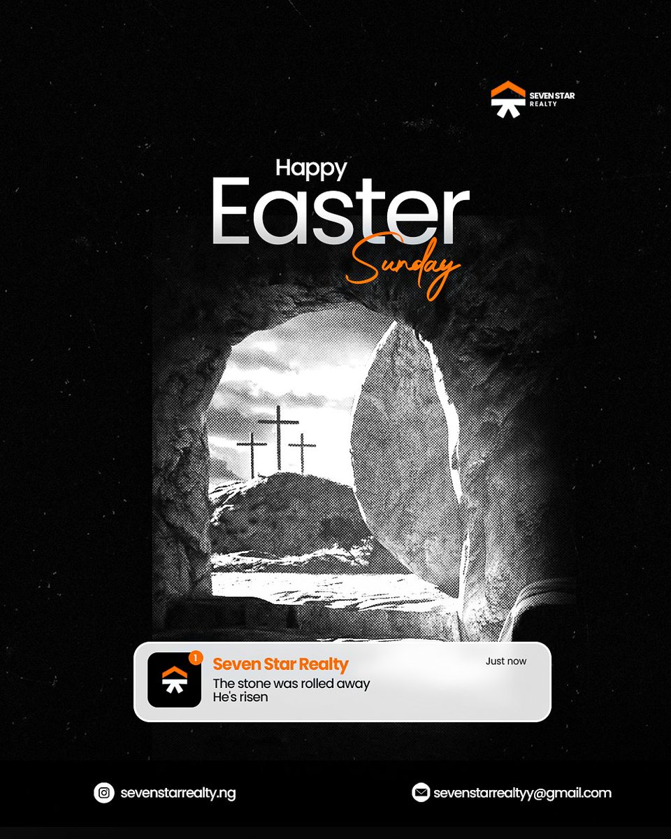 7StarRealtyy's tweet photo. The stone was rolled away… and everything changed. 
This Easter, step into new beginnings, fresh opportunities, and a future you can truly call your own.
He is risen, hope lives on.

 Happy Easter Sunday. 

#SevenStarRealty #EasterSunday #HeisRisen https://t.co/CwUB6oCPoM