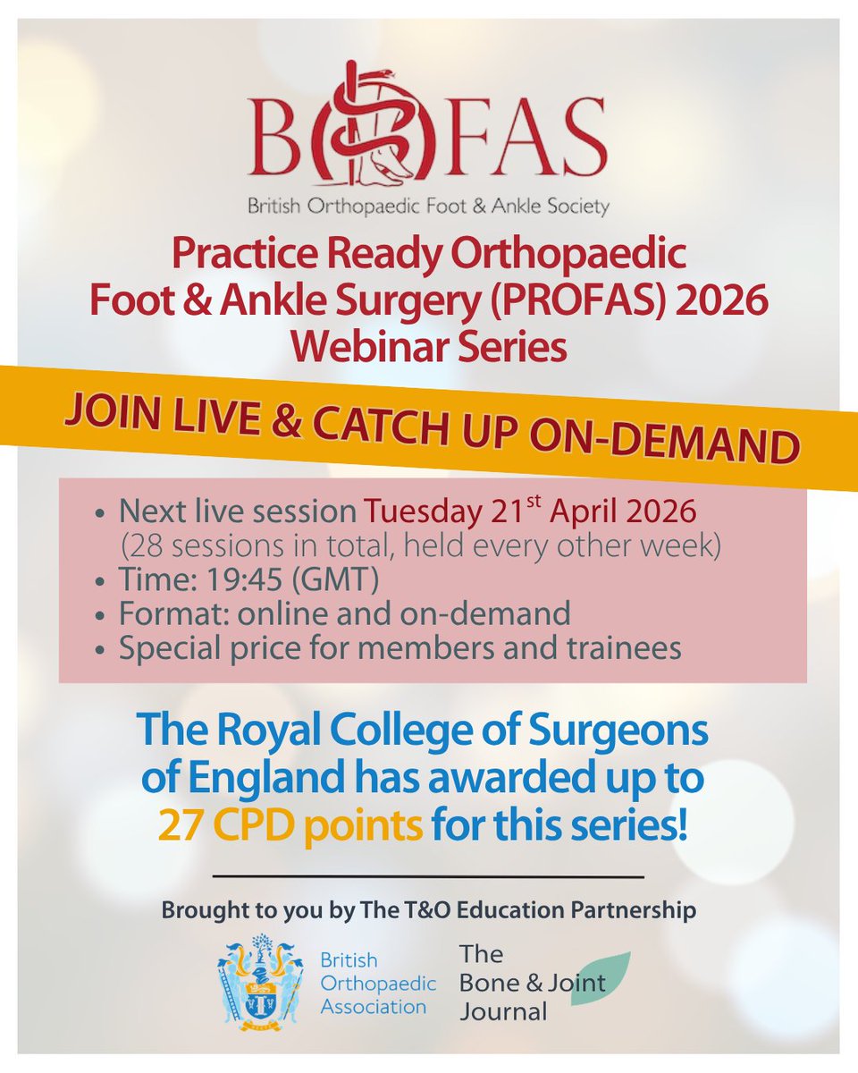 BoneJointJ's tweet image. A webinar series designed to deliver world-class training in clinical excellence, leadership, and team development.

Brought to you by @BOFAS_UK and The T&amp;amp;O Education Partnership.

Register now!

#Orthopedics #Webinar #Surgeons #CPD

ow.ly/bB5G50YBbVP