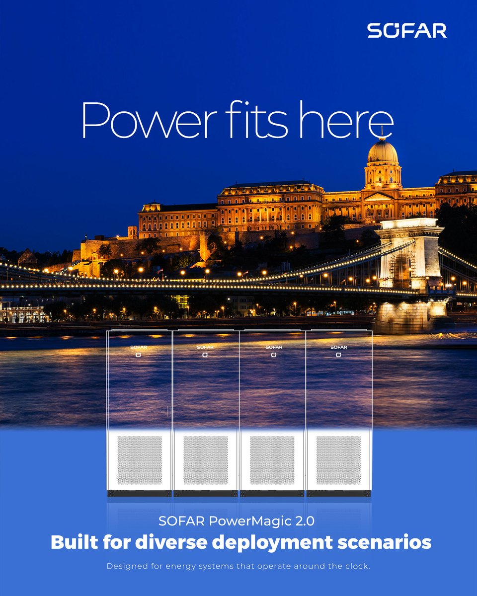 SZ_SOFARSOLAR's tweet image. 𝗣𝗼𝘄𝗲𝗿 𝗳𝗶𝘁𝘀 𝘄𝗵𝗲𝗿𝗲𝘃𝗲𝗿 𝗶𝘁'𝘀 𝗻𝗲𝗲𝗱𝗲𝗱. SOFAR PowerMagic 2.0 adapts to any scale or scenario, delivering flexible, reliable energy worldwide. 🤝 #SOFAR #BuiltOnTrust #EnergyStorage #CleanEnergy