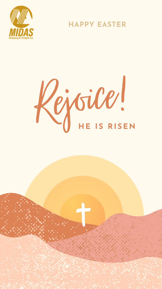 MidasFreight's tweet photo. Rejoice! Wishing you a day filled with hope and a season filled with peace.

Happy Easter from the team at Midas Shipping &amp; Freight Inc.! 💛✨ https://t.co/KZt7OCJEyk