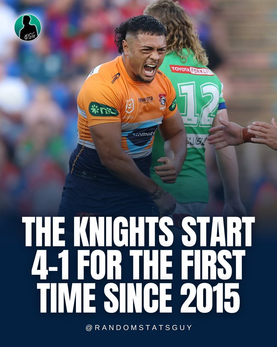 randostatsguy's tweet photo. Last time the Knights started 4-1, they finished with a wooden spoon 🥴

#NRL #NRLKnightsRaiders https://t.co/lO1oL6xAw0
