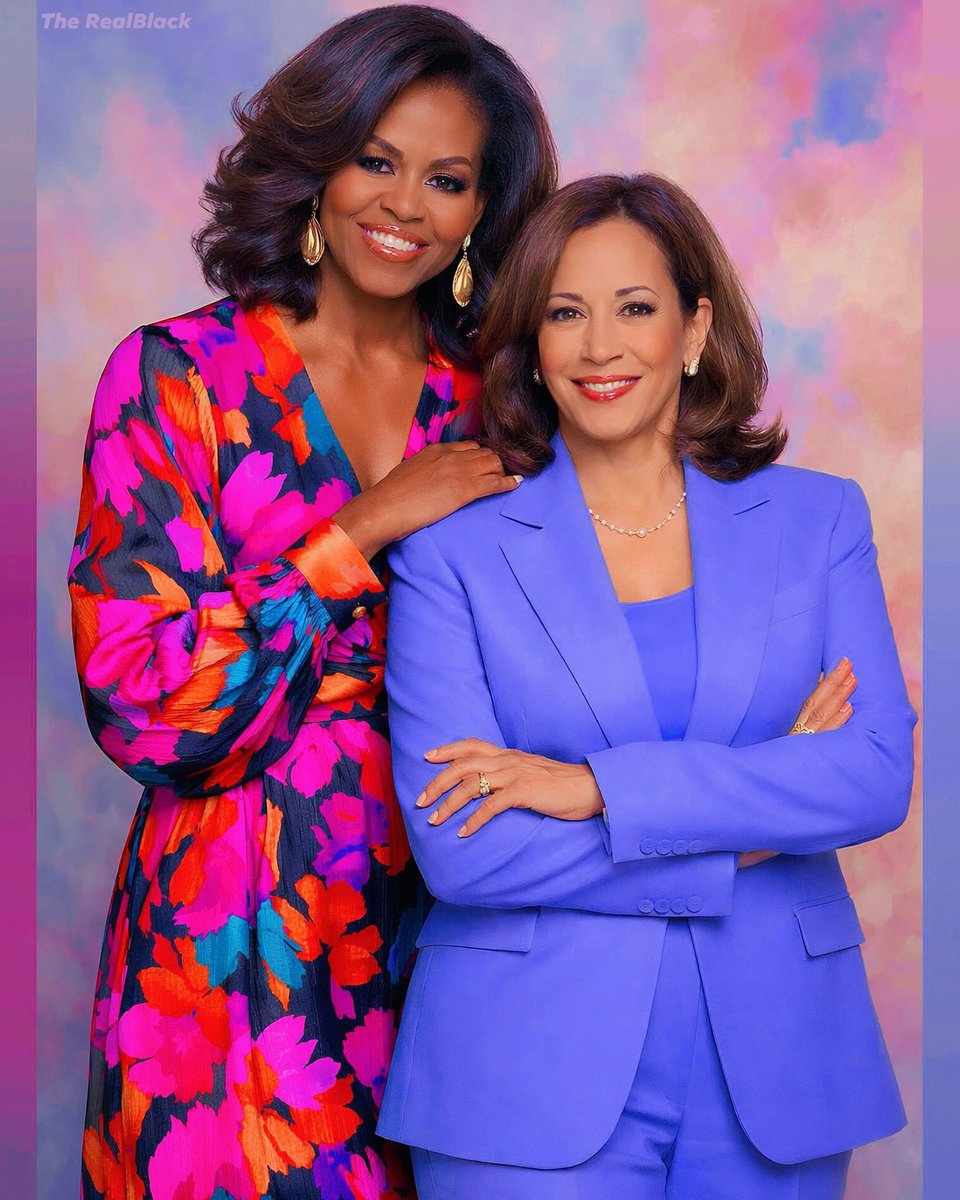 AuthorJoeNBrown's tweet image. Happy Easter to two of my favorite leaders… First Lady #MichelleObama 🩷 and our former VP and future President, #KamalaHarris 💙.