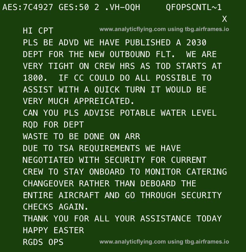 🚨Qantas flight QF7 Sydney→Dallas, operated by A380 VH-OQH has turned back near Fiji &amp; returning to Sydney

ACARS messages indicate medical emergency on board. Planning to depart again at 8:30pm. Some complications around catering needing crew to remain onboard during turn!