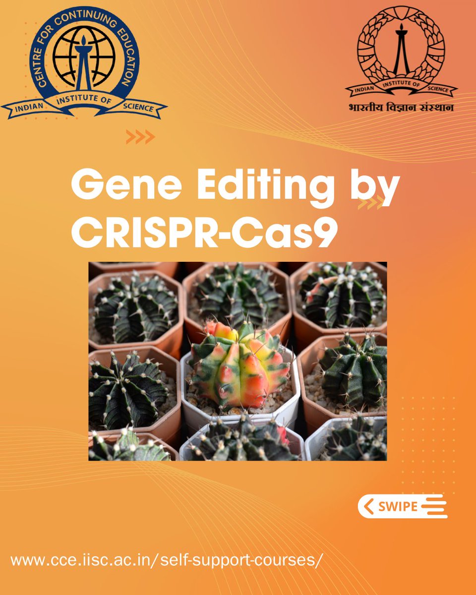 helpBIOTECH's tweet image. 🎓 Online Course: Genome Editing by CRISPR-Cas9 @ @Bio_IISc !
Learn the science and applications of CRISPR-Cas9 — from basic principles to genome editing in cells, plants &amp;amp; animals — by IISc’s CCE.

👉 Details: helpbiotech.co.in/2026/04/iisc-o…

#GenomeEditing #CRISPR #OnlineCourse