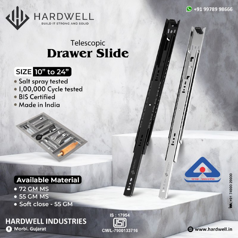 ibais_hardware's tweet photo. HARDWELL INDUSTRIES (MORBI)

For enquiry via WhatsApp click:
https://t.co/Mrvb1fWWL7
 
Mr. Bhavin Merja : +91 99789 98666
#telescopicchannel #drawerslides #telescopicslides #ballbearingslides #drawerrunner #softcloseslides #channelslides
.
@ibais_hardware https://t.co/ZJlNyZJZKD