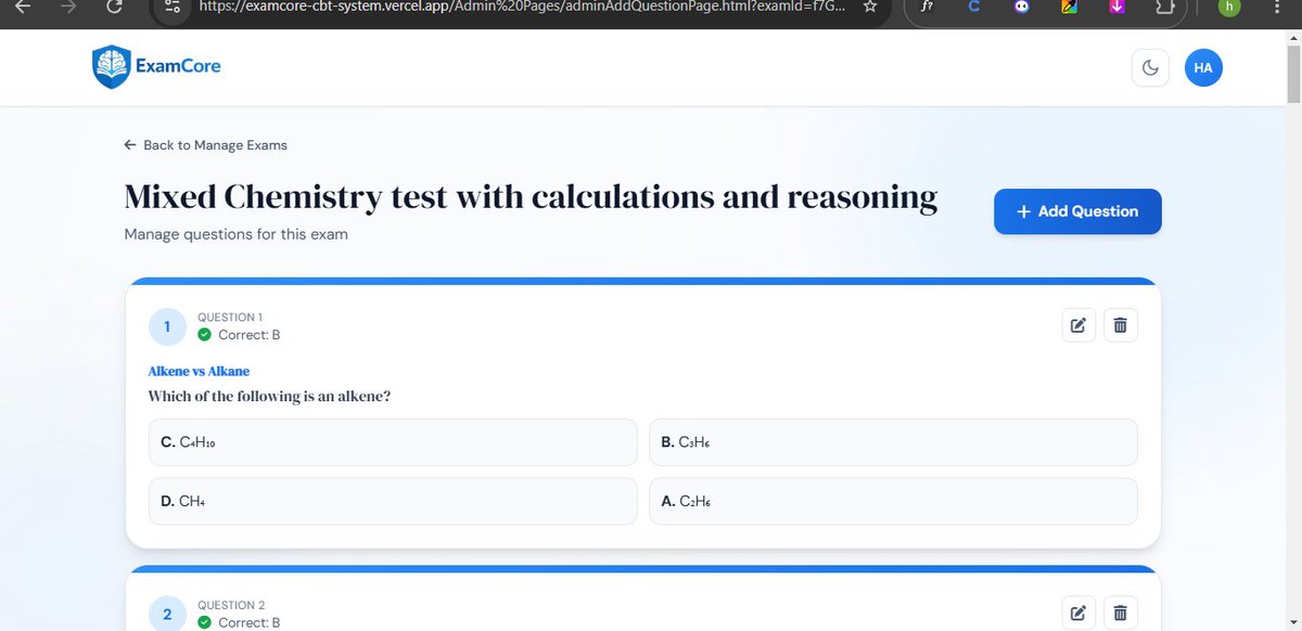 Morohun_Diya's tweet image. After creating static sites &amp;amp; small JS projects, I’m thrilled to share something bigger: a full CBT platform for students &amp;amp; admins, built while learning at @sqicict. Check out the videos &amp;amp; screenshots below!

🔗 examcore-cbt-system.vercel.app
#IStudyAtSQI #ShowYourWork #SQICodingSchool