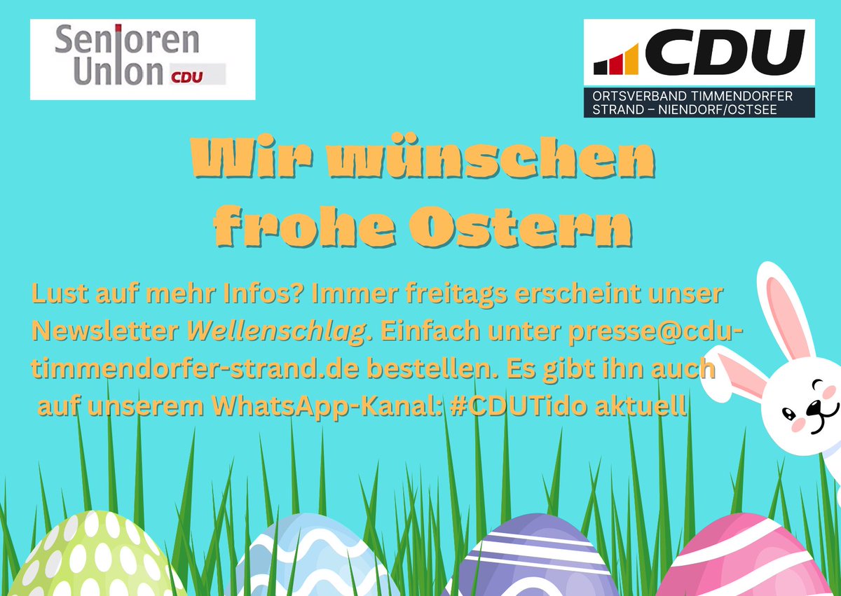 CDUTimmendorf's tweet photo. Moin, Ihr Lieben, habt wunderbare Ostertage, Eure #CDUTido
#Ostern #ChristlicherGlaube #Hoffnung #Familienzeit https://t.co/HY0tYd63Yx