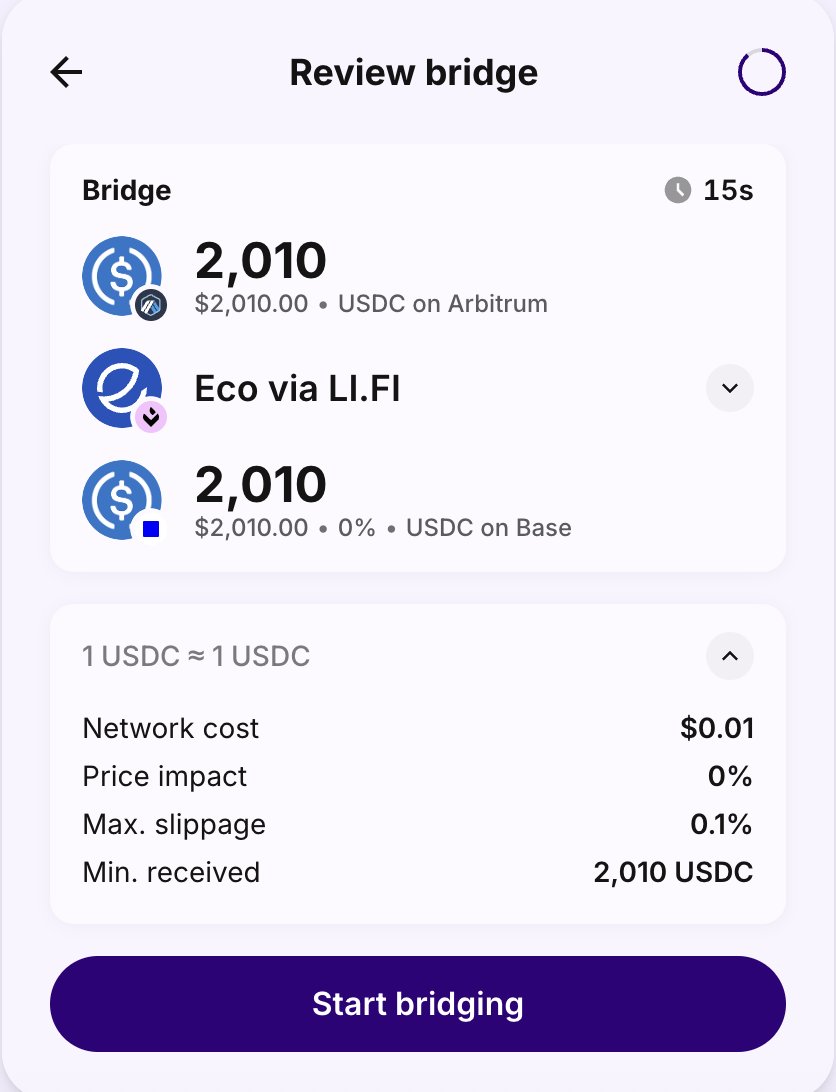 0xkethali's tweet photo. What a tech @jumperapp 

0% price impact, 15s for bridge. That's how I see future of  decentralized finance https://t.co/LIMtC7e4Sz