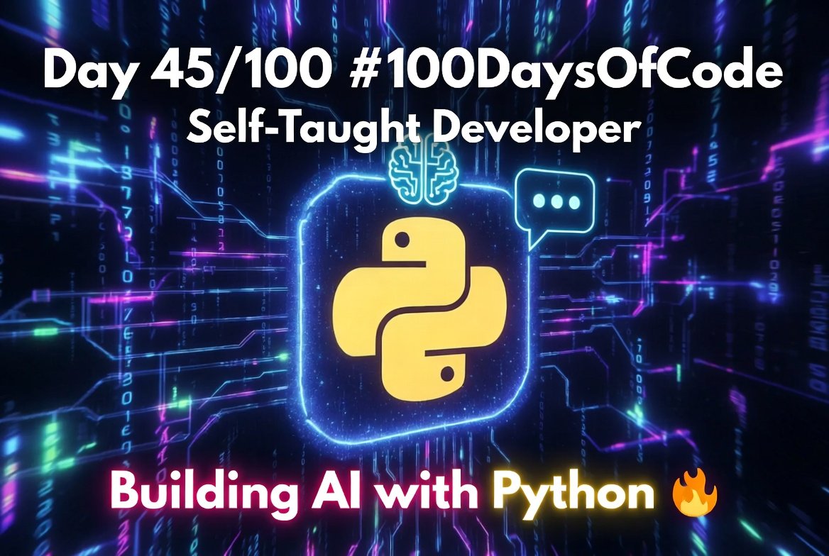 CodeGranthShala's tweet photo. Day 45/100 of #100DaysOfCode 🔥

Aaj Python mein ek simple AI Chatbot banaya using Grok API! 

Aapka favorite AI tool kaunsa hai? Comment mein batao 👇

#Python #AI #MachineLearning #100DaysOfCode #Grok #xAI #SelfTaught #CodingJourney #DeveloperLife https://t.co/26U98Hhj4i