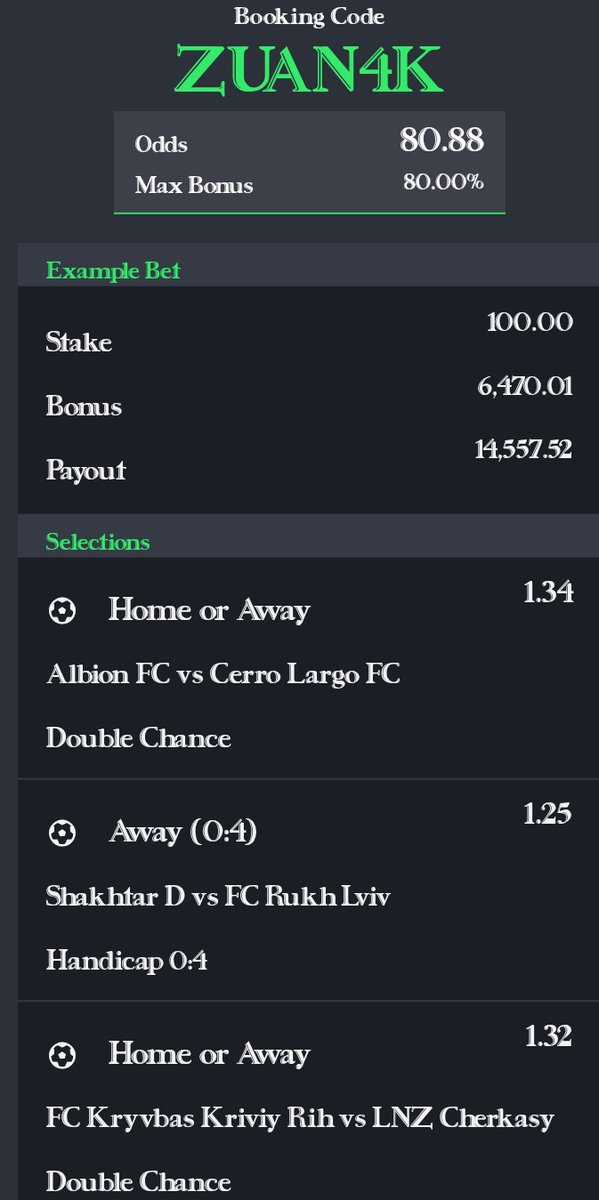 DreyBossTips's tweet photo. 80 ODDS 

ZUAN4K

GREENLUCK https://t.co/dUP3lJtuHT