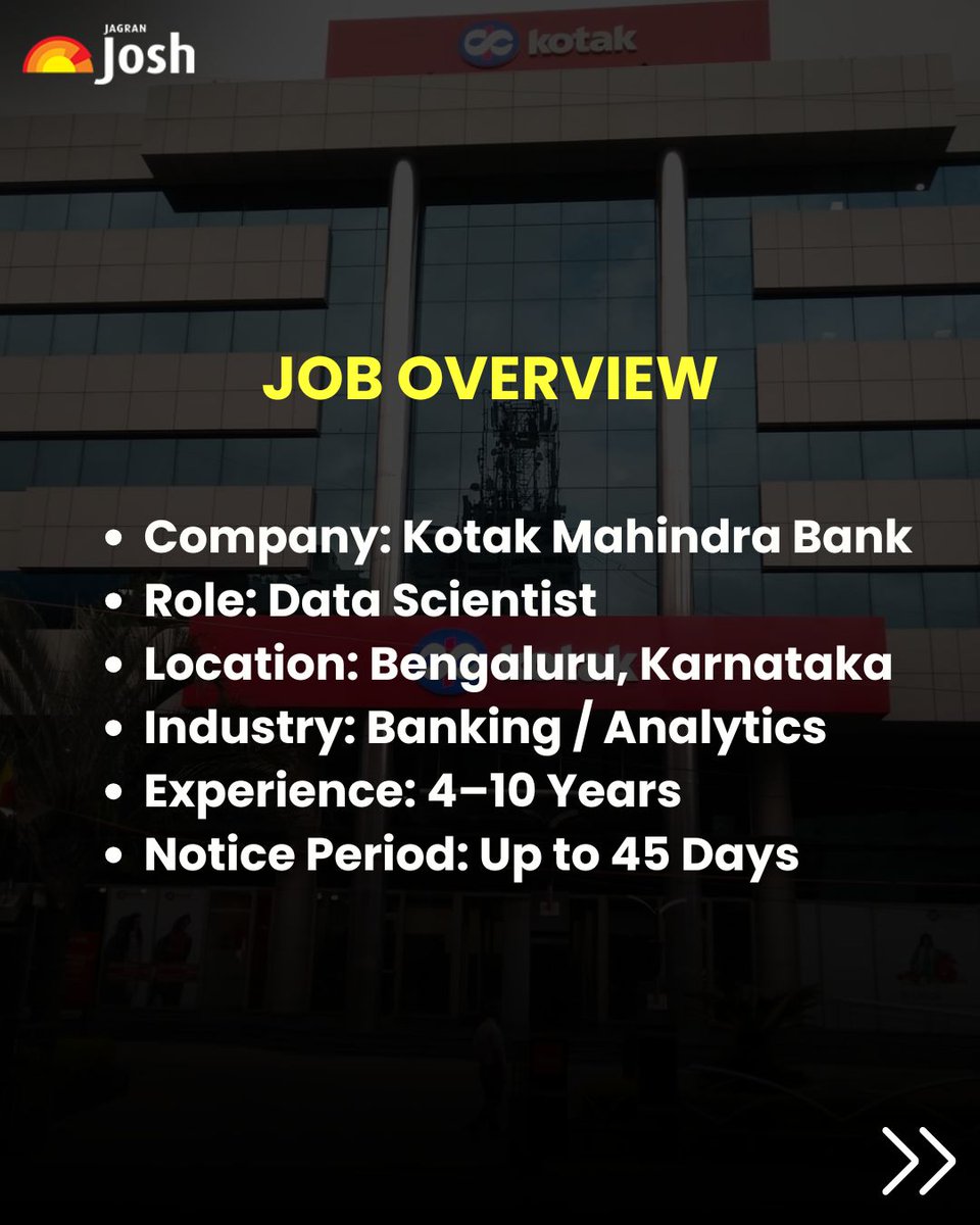 Jagranjosh's tweet image. Great opportunity for professionals with 4–10 yrs experience in data science &amp;amp; ML.
📍 Bengaluru | 🕒 Full-Time
Apply now 👉 Jagran Josh Private Jobs
#DataScienceJobs #TechJobs #PrivateJobs #BangaloreJobs #JagranJosh
