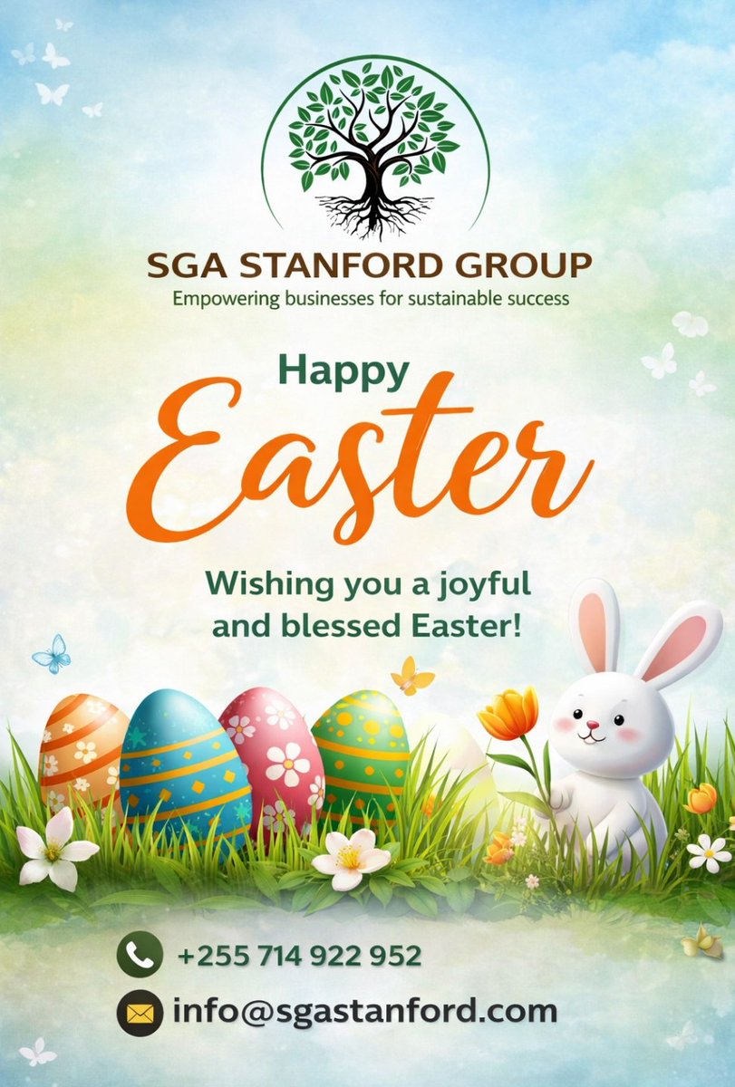SGAStanford's tweet photo. Happy Easter from SGA Stanford Group!

Wishing you joy, renewal, and success in all you do.
May this season bring new opportunities and growth.
Phone call: +255714922952
Email: info@sgastanford.com

Empowering businesses for Sustainable Success. https://t.co/jC7rFCAnkI