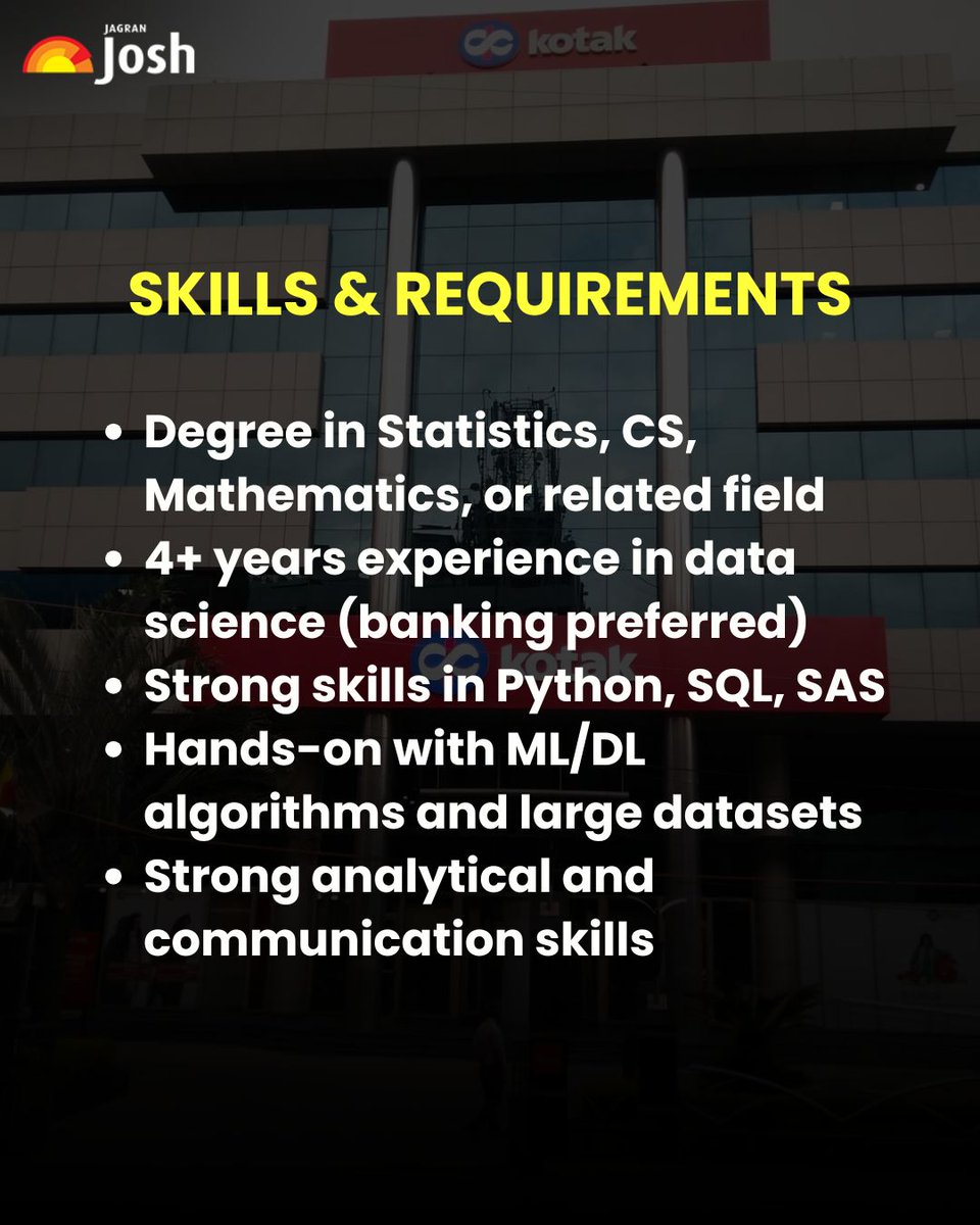 Jagranjosh's tweet image. Great opportunity for professionals with 4–10 yrs experience in data science &amp;amp; ML.
📍 Bengaluru | 🕒 Full-Time
Apply now 👉 Jagran Josh Private Jobs
#DataScienceJobs #TechJobs #PrivateJobs #BangaloreJobs #JagranJosh
