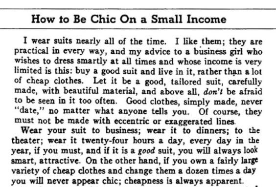Elsa Schiaparelli’s “How to be chic on a small income”