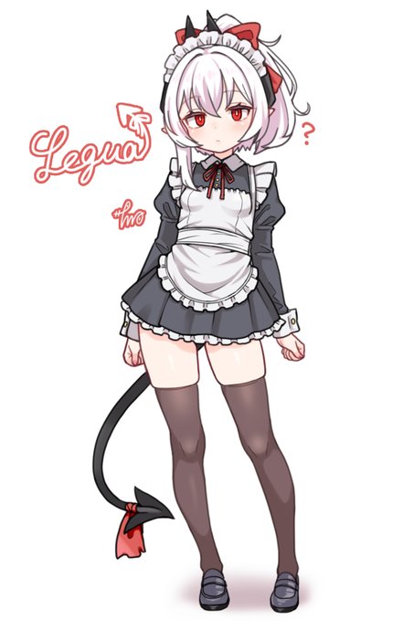 よそのこ レグアちゃんにメイド服を着て貰ったお絵を描きました、。 