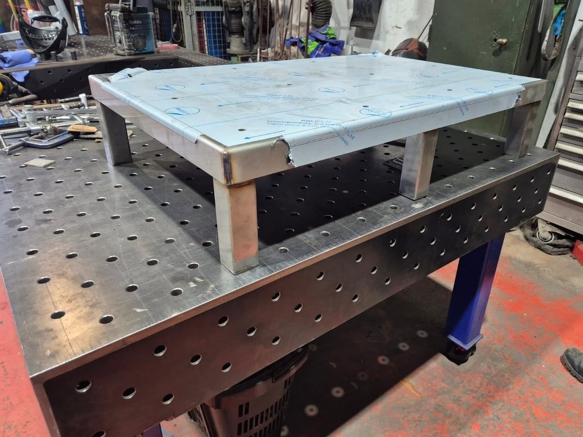 SAS_WELDING's tweet photo. Stainless steel Machine stand

Made for a local chippy 🍟 

*Adjustable feet 
*Heavy-duty 
*all 316 S/S

A 3mm box section frame 
with a 3mm laser cut top.

#foodgrade
#madetomeasure #customfabrication
#foodproduction
#glastonbury https://t.co/K7v8j7eR8j