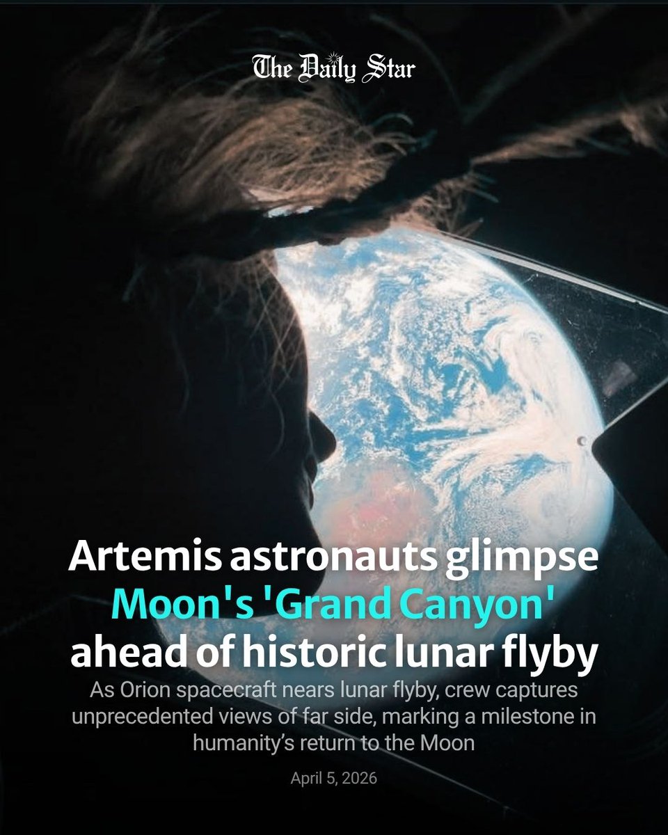 dailystarnews's tweet image. The #Artemis #Astronauts have taken in sights of the #Moon never before seen by human eyes, crew members reported on Sunday as their spacecraft crossed the two-thirds mark on their journey to a long-anticipated lunar flyby.

🔗thedailystar.net/news/world/new…
#WorldNews