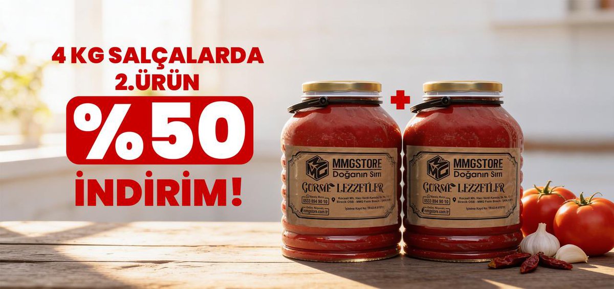 mmgfistik's tweet photo. Sizler için iki güzel fırsat hazırladık 🙌

🥫 Salçada %50 ikinci ürün indirimi
🫒 Zeytinyağı alana salça hediye

Mutfağınızın en doğal hali için tam zamanı 👌
Detaylar 👉 https://t.co/VqrWfaDIM0 https://t.co/JNpvgVge4g