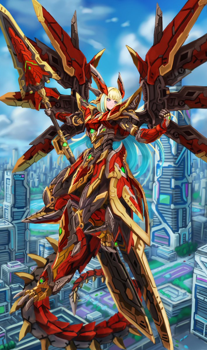 uDunO0CKPpYI5uR's tweet image. #ドラゴン #Dragon #メカ #booth　完成
紅の武装龍姫　boothにてこのイラストを使ったグッズを発売中