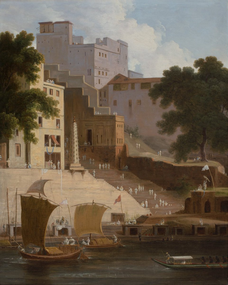 Yaduvam's tweet photo. Panchganga and Durga Ghats, Kashi

by Thomas Daniell, 1800s. https://t.co/ro4jRHZLQ6
