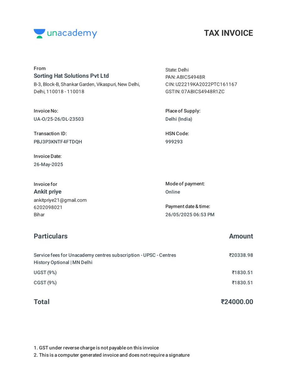 priye_ankit's tweet photo. मैंने Optional के लिए payment किया है (proof attached), लेकिन न मेरा data teacher तक पहुँचा है और न मुझे classes मिल रही हैं। Support भी कोई जवाब नहीं दे रहा। https://t.co/2EQhOnlVhJ