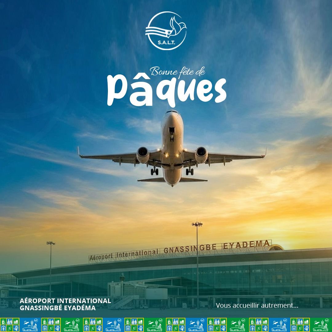 LomeAirport's tweet photo. À l’occasion de la fête de Pâques, nous souhaitons à tous les chrétiens de beaux moments de partage. 🌿🐰

#AIGE #Pâques2026 #TogoVoyage https://t.co/L4qS8nLzXa