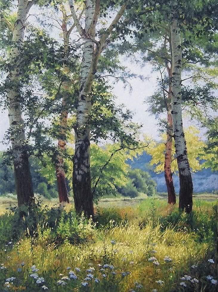 RazaneRayan1412's tweet image. "One touch of nature makes the whole world kin."
       ~William Shakespeare.
🎨 by Kyrychenco Gennadiy ,
"Aspen next to the River”.