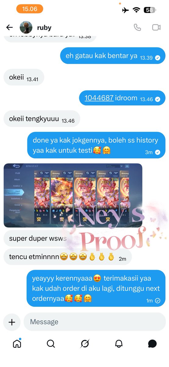 neyboost's tweet photo. 304. Legend 5 ⭐️1 - Immortal ⭐️100 req zhuxin kagura odette
305. Jokgen Epic 1 ⭐️4 - Legend 5 ⭐️3 req mid
306. Jokgen Honor ⭐️34 - Honor ⭐️40 req supp
307. Epic 5 ⭐️4 - Epic 4 ⭐️4 req zetian https://t.co/T92qCurQXl
