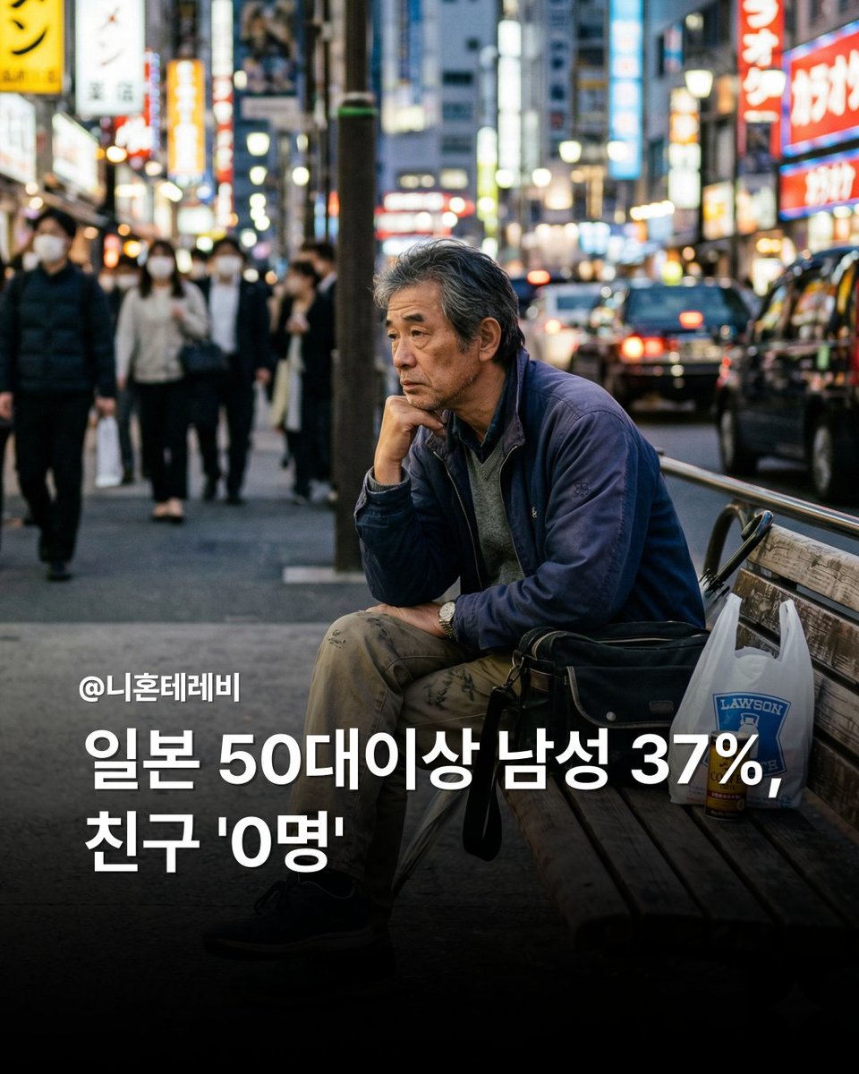 essl2_2's tweet photo. [일본 50대이상 남성 37%, 친구 '0명']

일본에서 중장년 남성의 사회적 고립 문제가 심화되며 공중보건 이슈로 주목받고 있습니다.
국제사회조사프로그램(ISSP)에 따르면 50대 일본 남성의 약 37%가 “친구가 없다” 고 응답했으며, 70대 이상에서는
이 비율이 50%를 넘는 것으로 알려졌습니다.

이러한 ‘무연(無縁)’ 상태가 건강 악화와 고립사 위험을 높일 수 있다는 우려가 제기됩니다.
일본의 남성 극단적선택률이 여성보다 두 배 이상 높은 수준을 유지하고 있다는 점도 이러한 문제와 무관하지 않다는 분석이 나옵니다.

전문가들은 직장 중심의 인간관계와 감정을 드러내기 어려운 남성 문화가 외부 관계 형성을 어렵게 만든 요인으로 보고 있습니다.
이에 따라 친구의 기준을 완화해 가벼운 만남부터 관계를 형성하는 방식이 대안으로 제시됩니다.
고령화가 빠르게 진행되는 일본 사회에서 중장년층의 사회적 연결 회복이 중요한 과제로 떠오르고 있다는 지적이 이어지고 있습니다.

📖 アベマタイムズ