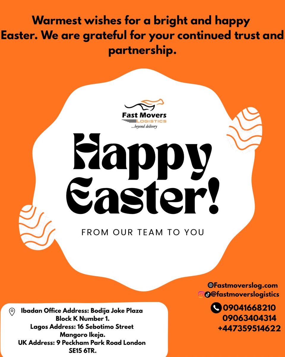fastmoverslogi1's tweet photo. Hoppy Easter from the FastMovers Logistics team! Whether it’s across town or across the ocean, we’re keeping your packages moving while you enjoy the festivities.📦🚚✈️🌏#fyp #logistics #shipment https://t.co/C8hUER4clu