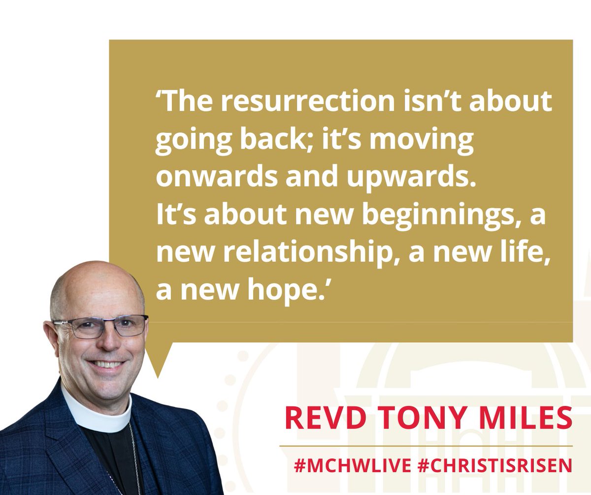 MCHW's tweet photo. ‘The resurrection isn’t about going back; it’s moving onwards and upwards. It’s about new beginnings, a new relationship, a new life, a new hope.’

Revd Tony Miles #MCHWLIVE #HappyEaster #ChristIsRisen https://t.co/cTPfQdJUGJ