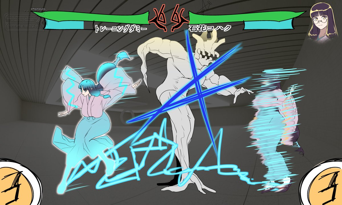 「ああっすみません！　体が勝手に……！」
石花コハク、参戦！
通常時はのんびりした動きだが”能力起動”で”帯電態”になれば強力で素早いカウンター技が使える！
綺麗な花には稲妻があり！　おいたはダメだぞ！